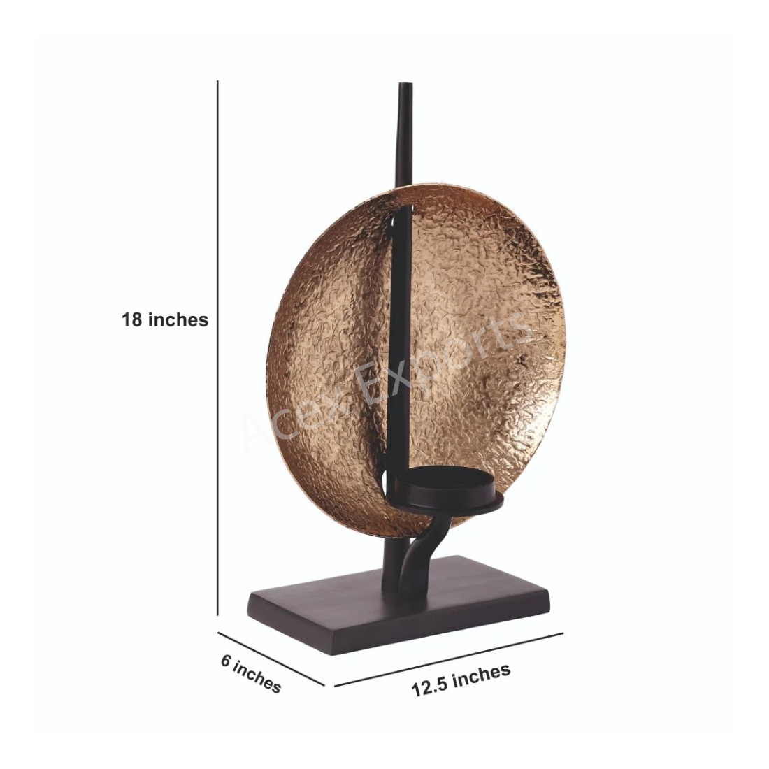 Luminous Disc Candle Holder in gold and Black Finish - Image 3