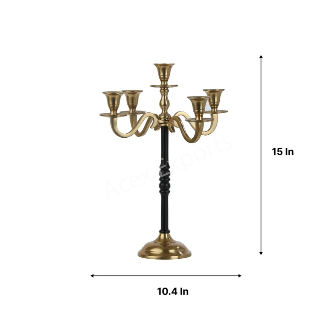 Olsen 5 light Candle Holder Black & Gold - Image 3