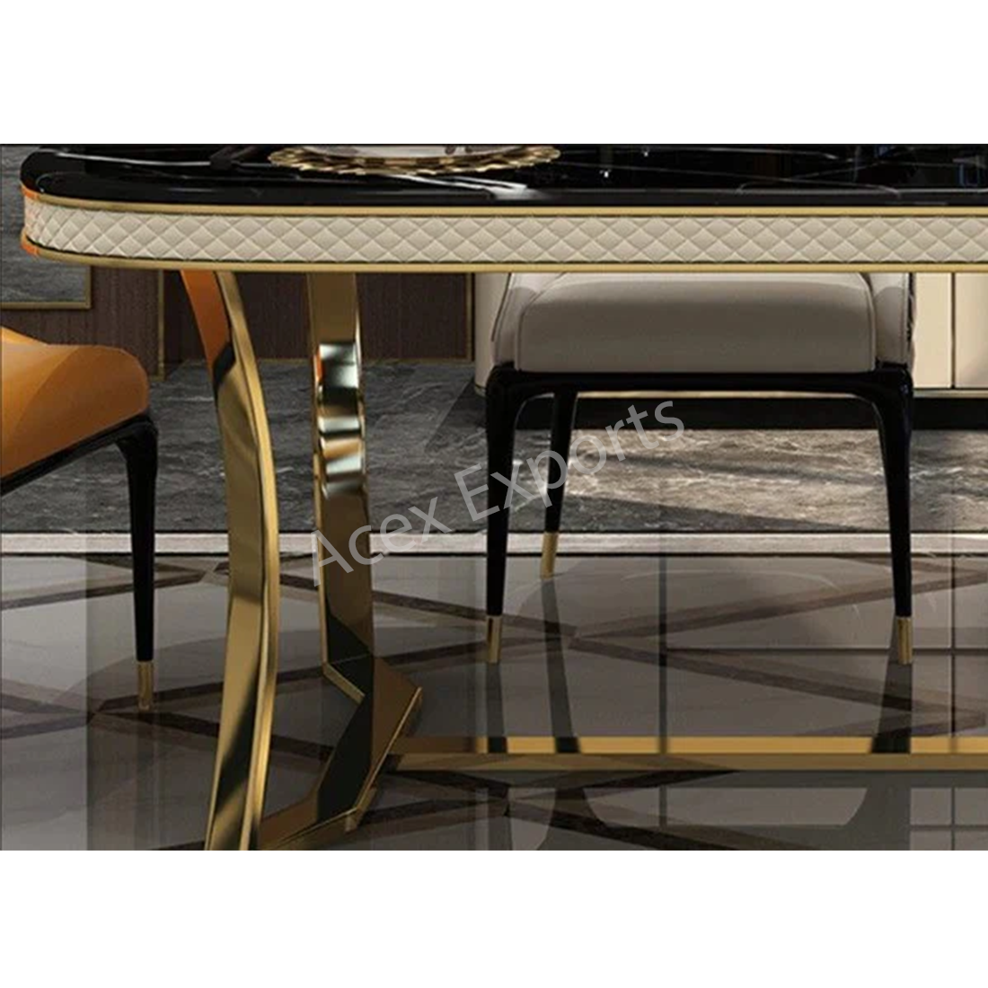 Royale Retreat Metal Dining Table With 6 Chairs - Image 4