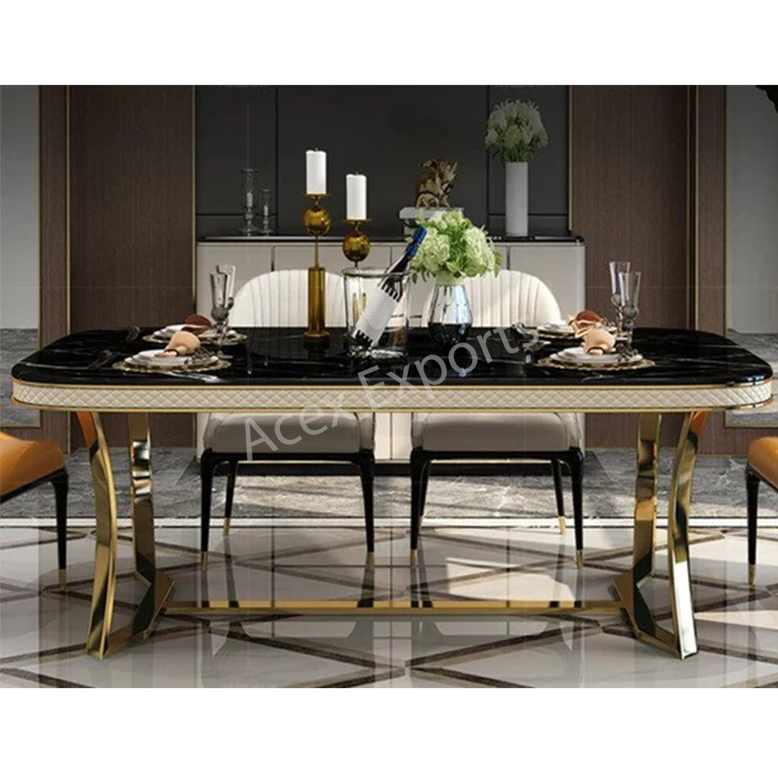 Royale Retreat Metal Dining Table With 6 Chairs - Image 3