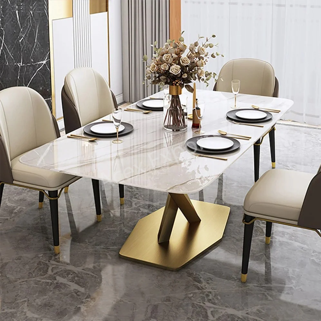 Stardust Metal Dining Table With 6 Chairs