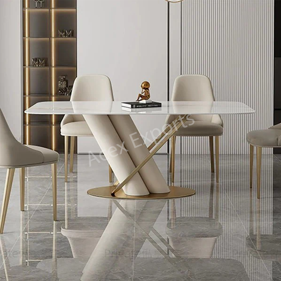 The Modernist Metal Dining Table With 6 Chairs - Image 3