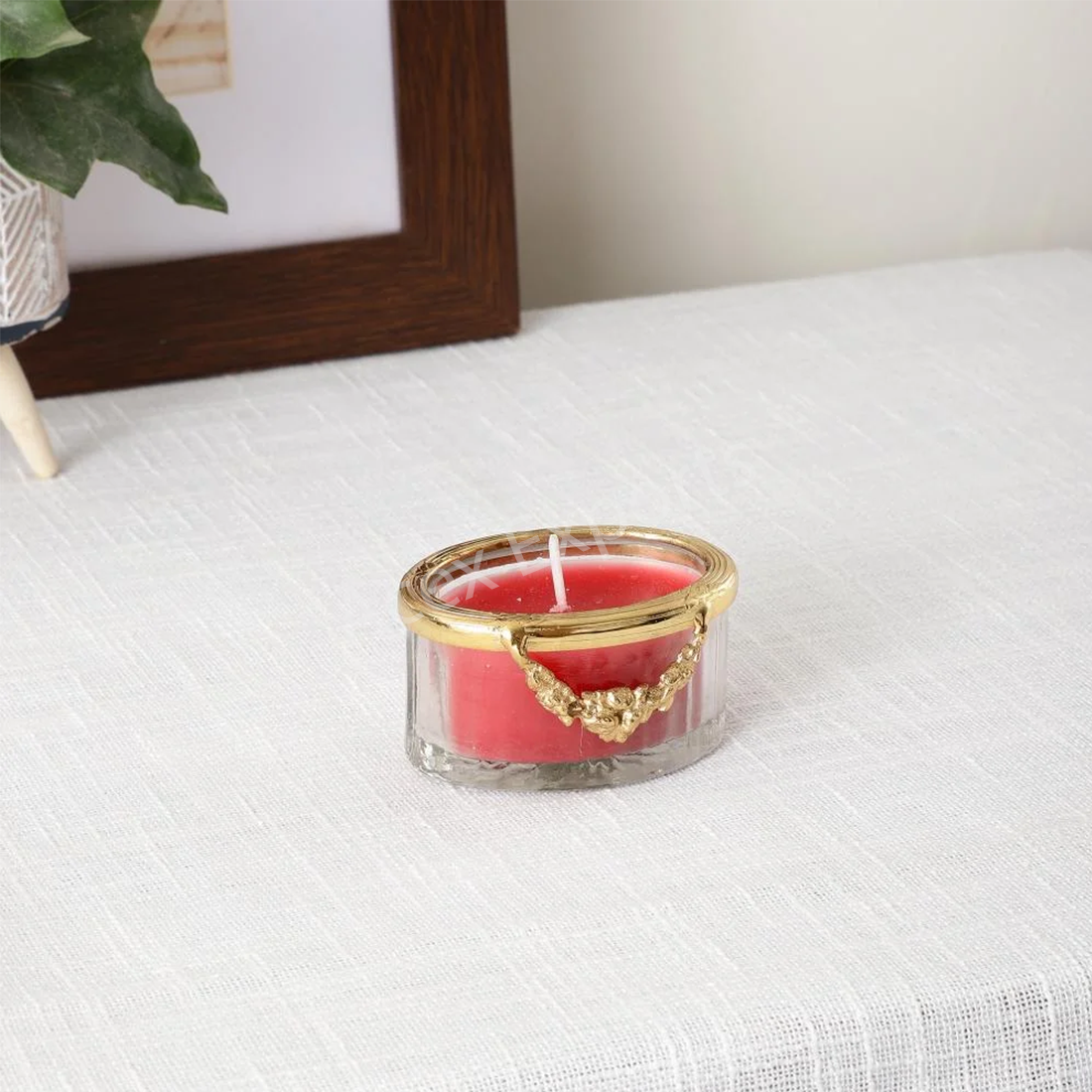 Cherry blossom red scented candle jar with Golden ring