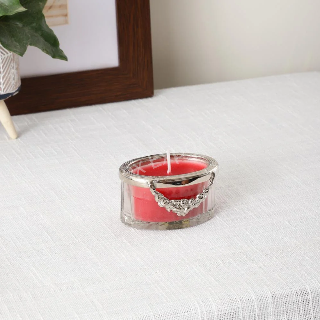 Cherry blossom red scented candle jar with Silver ring