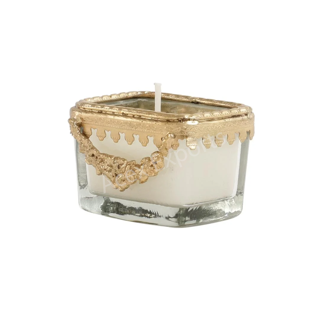 Snowy whisper white scented candle glass jar with Golden Ring - Image 3
