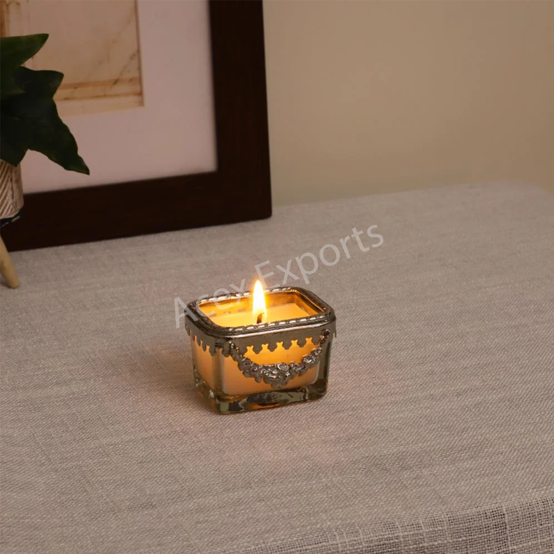 Snowy whisper white scented candle glass jar with silver Ring - Image 2