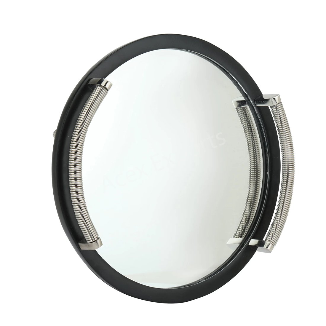 Allie Mirror Tray Black Silver Large Size - Image 2