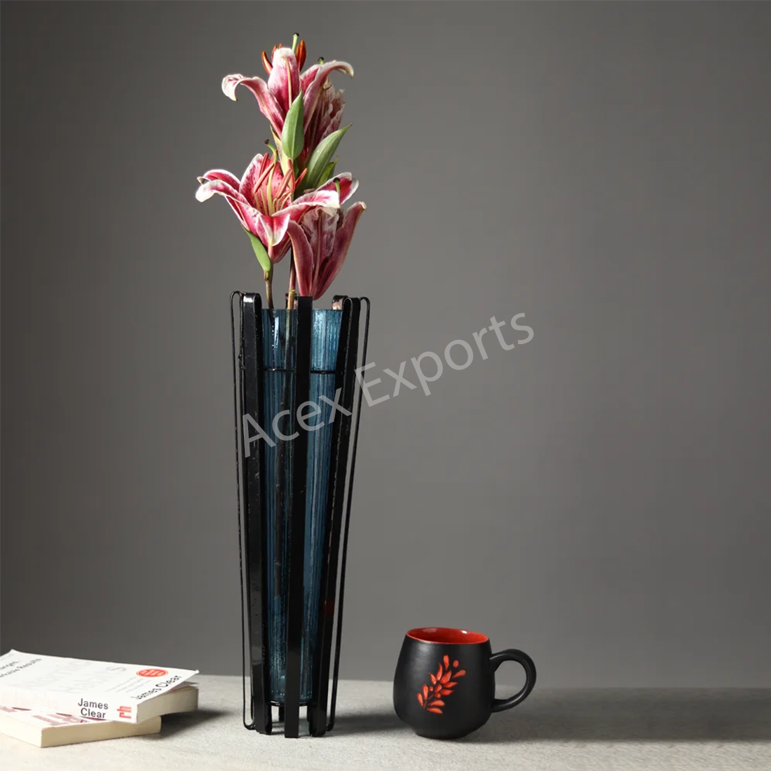 Allure Radiant Metal Hue Vase blue