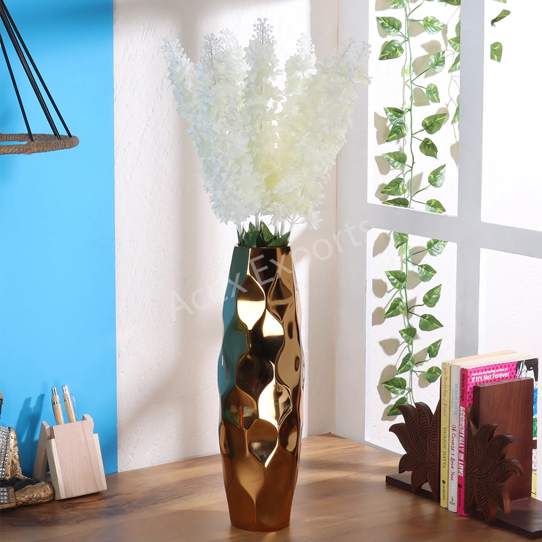 Aluminum Wave Vase in Gold Finish