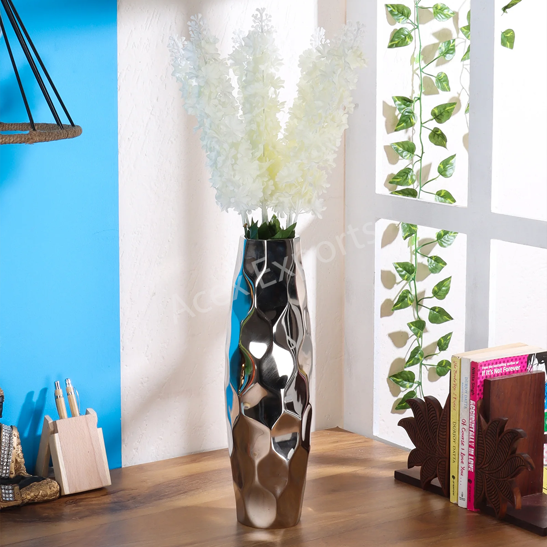 Aluminum Wave Vase in Silver Finish