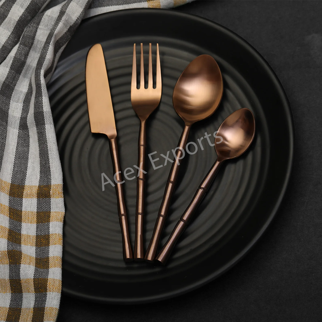 Bamboo Elegance Copper Cutlery Set of 1