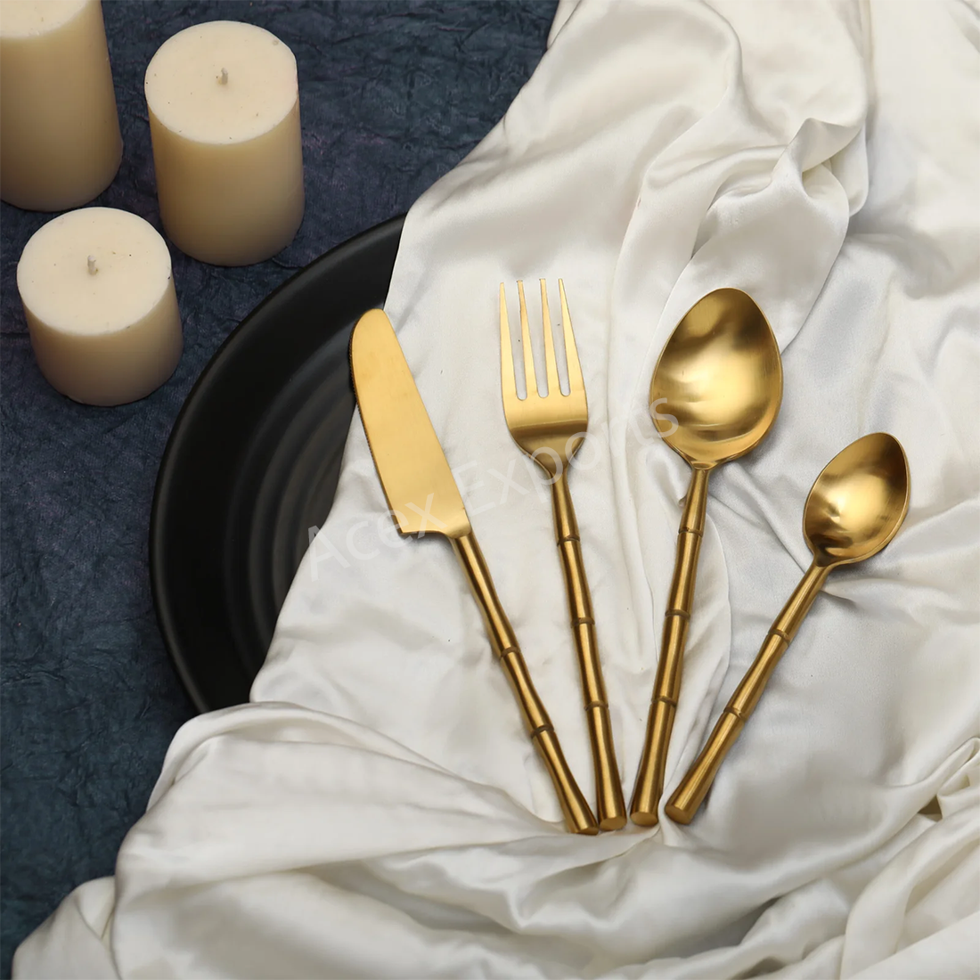 Bamboo Elegance Gold Cutlery Set of 1