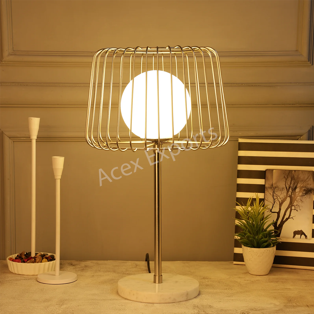 Caged Orb Table Lamp