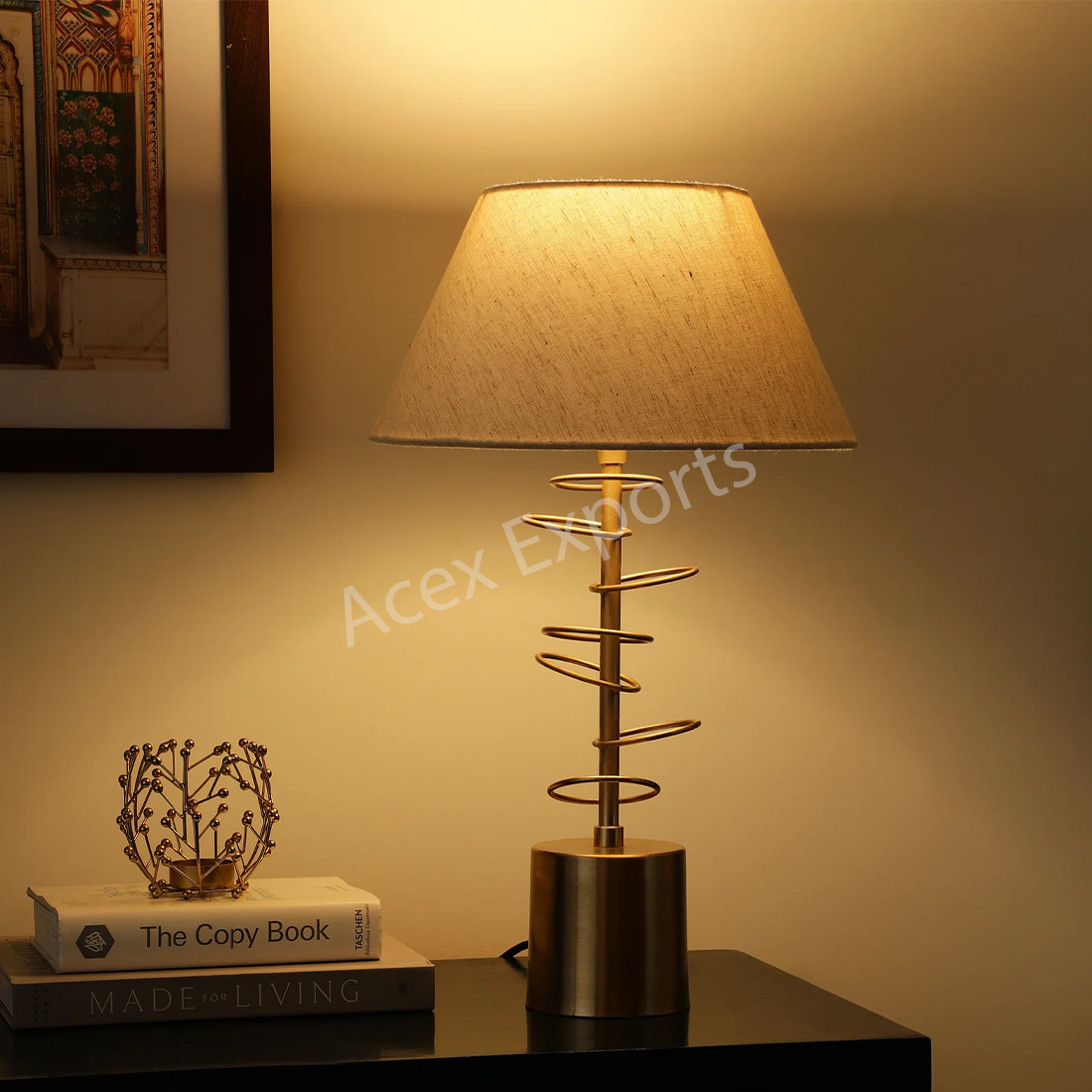 Cascading rings lamp gold