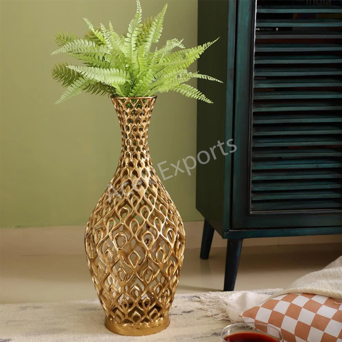 Cavendish Ornate Metal Floor Vase Gold