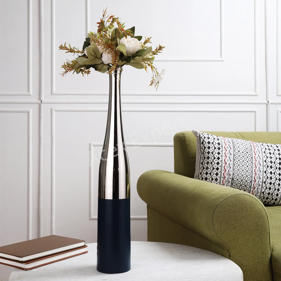 Champagne Large Bottle Vase Silver