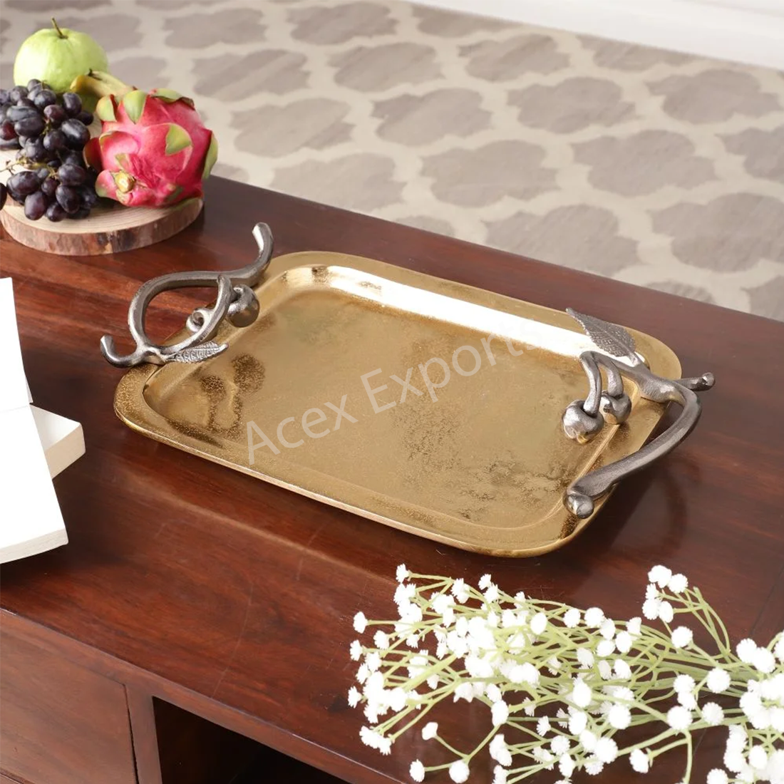 Cherry Vine Gold Decorative Platter