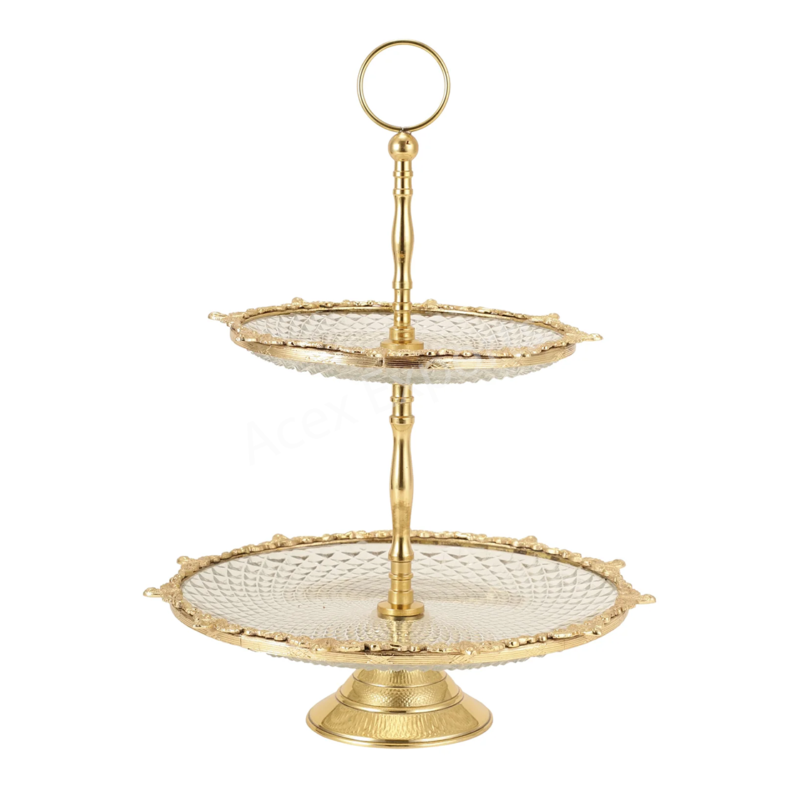 Crystal Spike Double Cake stand in Gold - Image 2