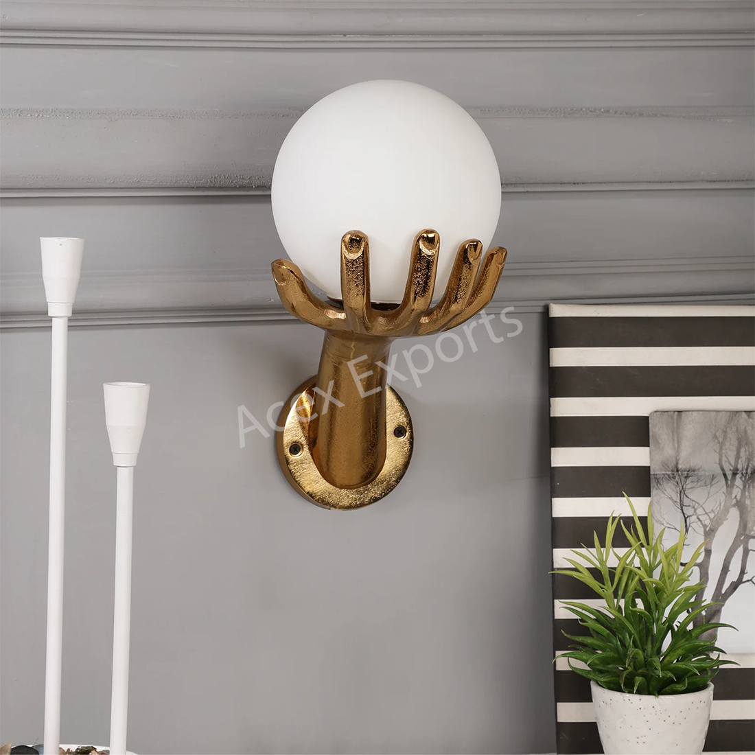 Golden Helping Hand Wall Light