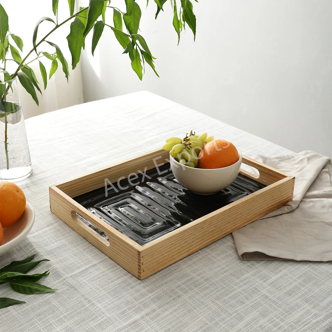Hugo Black Glass Tray Black