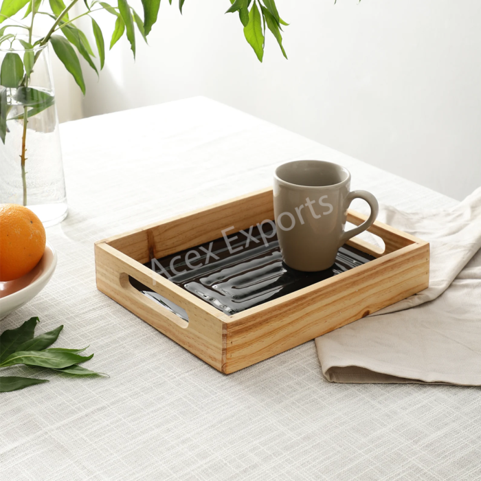 Hugo Black Glass Tray – small size