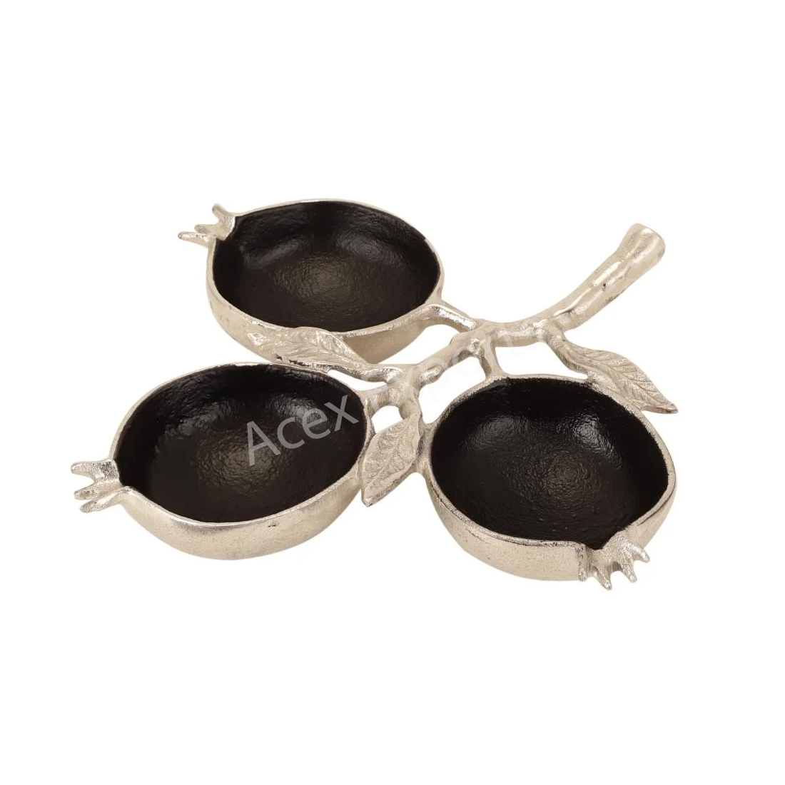 Pomegranate Metal Leaf Platter Silver - Image 2