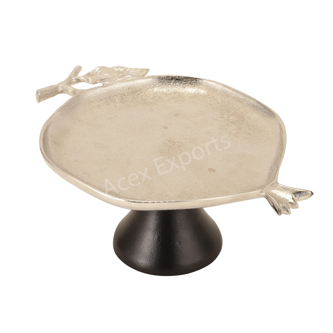 Pomegranate Metal Platter in Silver Black - Image 2