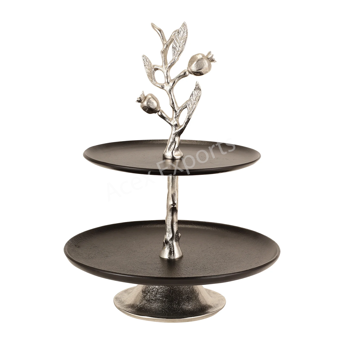 Pomegranate Two Layer Cake Stand - Silver - Image 2