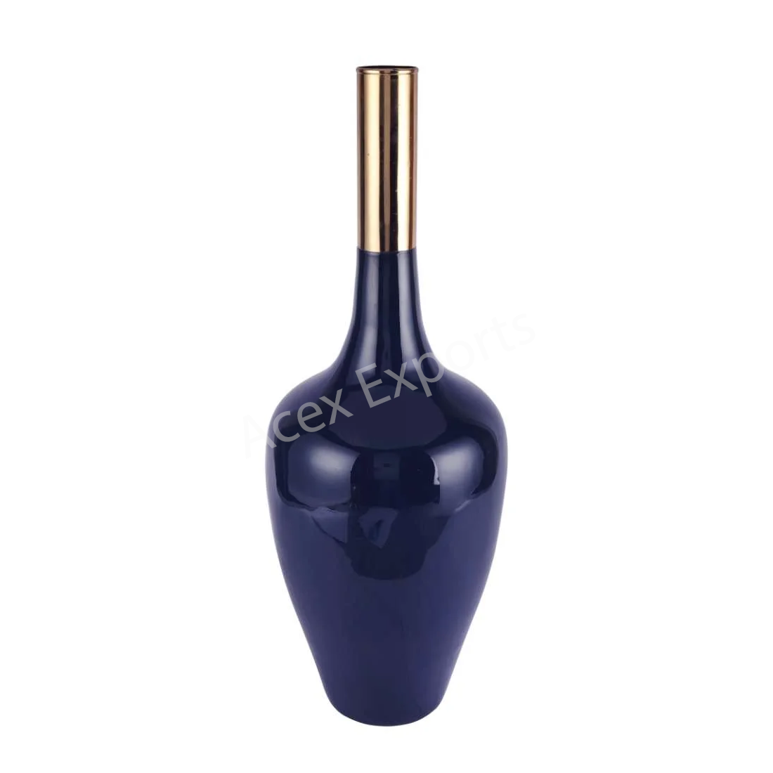 Slender Deidra Teal Blue Brass Vase - Image 2