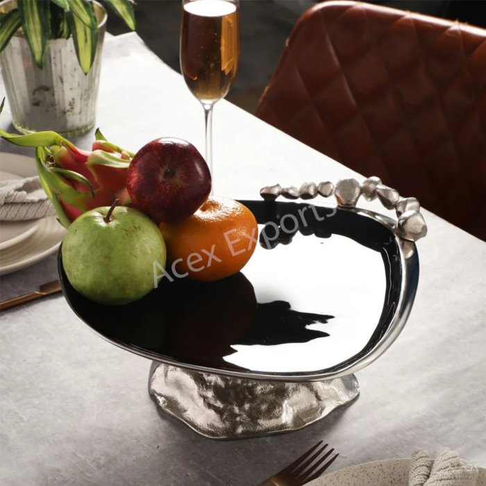 Stones Serving ware Jet Black – Tray Bowls Set Silver