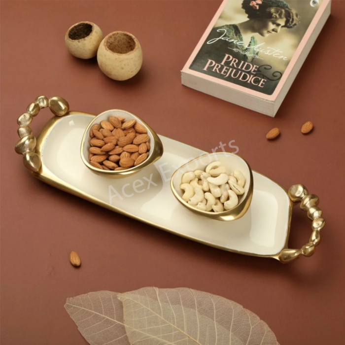 Stones Serving ware Ivory – Tray Bowls Set Gold