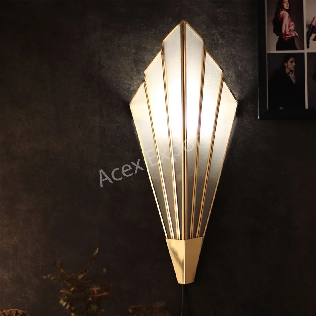 Triangular Abstract Luxe Wall Lamp with Frosted Glass