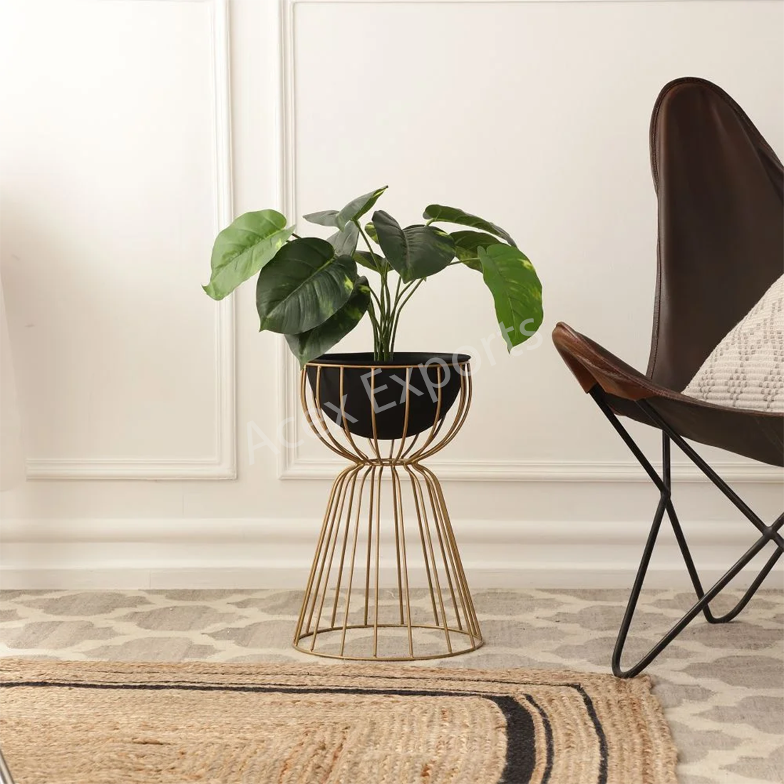 Twin Medium Bloom Gold floor Planters
