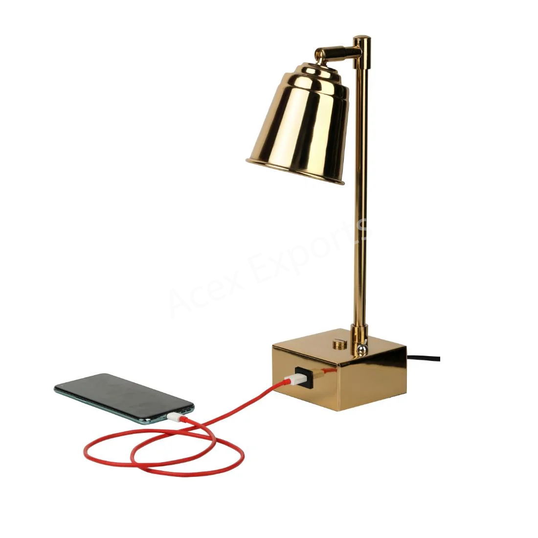USB Charging Adjustable Gold Table Lamp