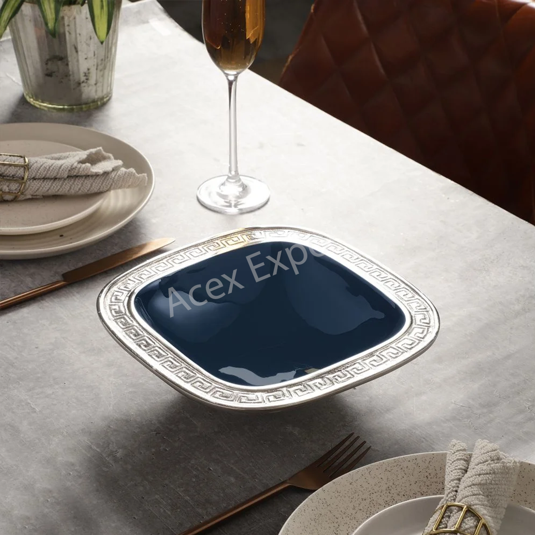 VS Design Bowl in Blue Enamel Silver - Image 2