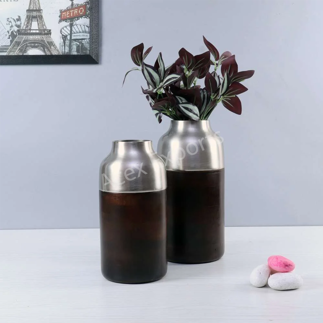 “Cylindrical Deidra” Vase Set - Silver