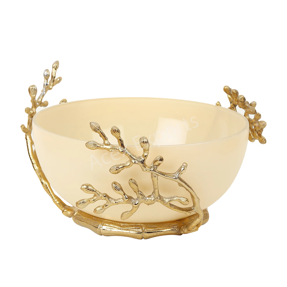 Vincent Glass Bowl in Cream & Gold - Image 2