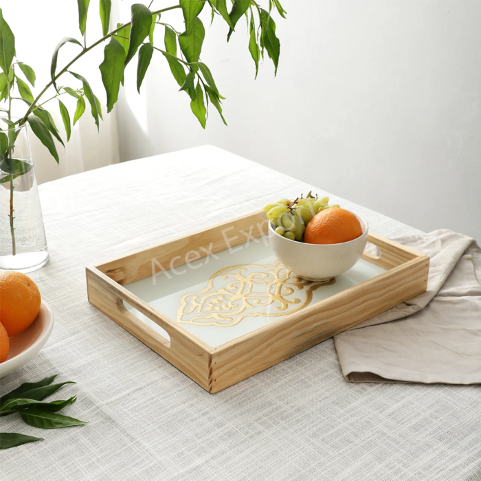 Zamora White Embossed Glass Tray – Small